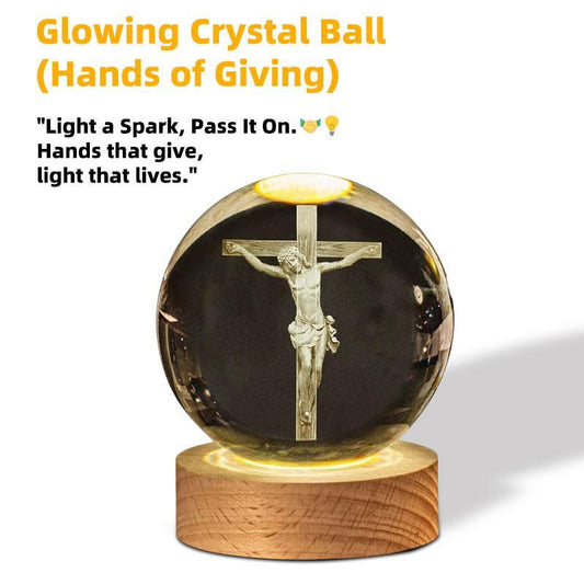 3D Crystal Cross Jesus Figurine Statue, 3D Jesus Nativity Scene Crystal Ball Night Light with Cross Decor, Laser Engraved Crucifix Easter Decoration Christian Catholic Religious Gifts Wood Wooden Ornaments Gifts from God Memorial Keepsake